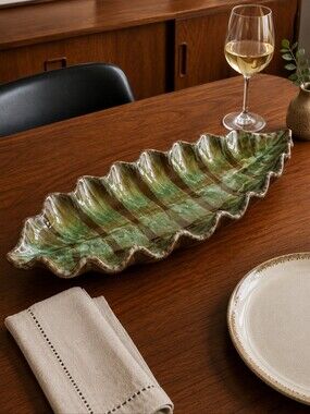 Blue Mountain Pottery Georgian Bay Leaf Platter 16" Canada BMP